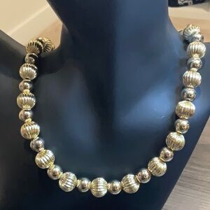 J. Crew Elegant Gold and Silver Beaded Necklace